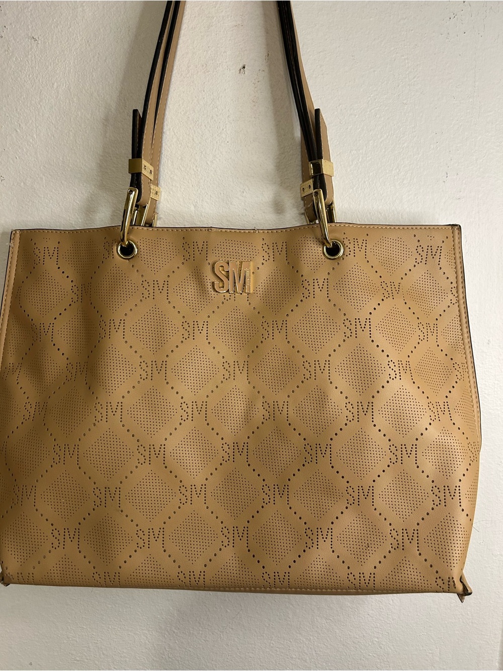 Steve Madden Perforated Tan Shoulder Tote
